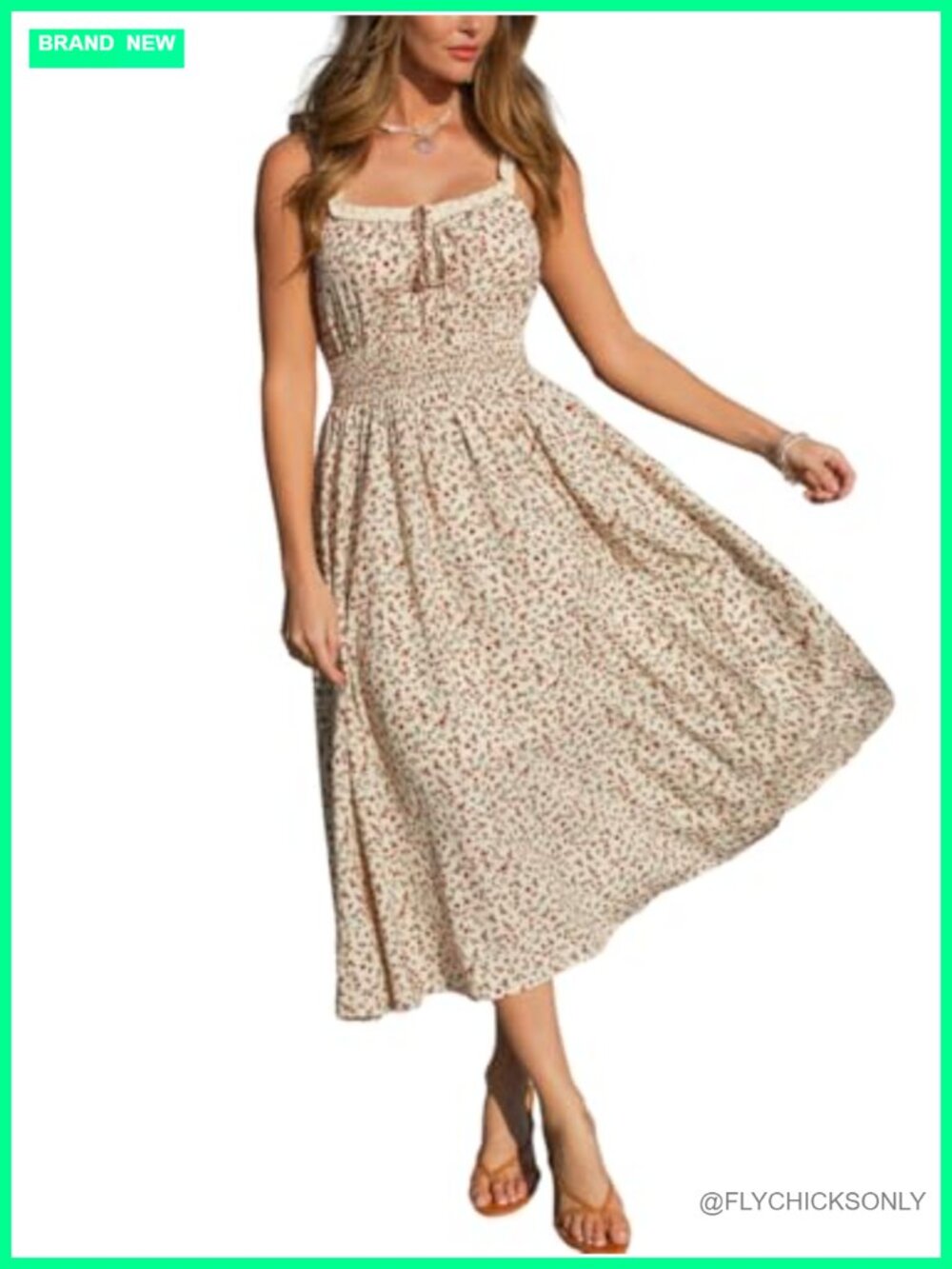 CUPSHE Women's Ditsy Floral Sleeveless Smocked Waist Maxi Dress